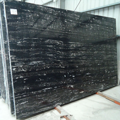 White vein black marble