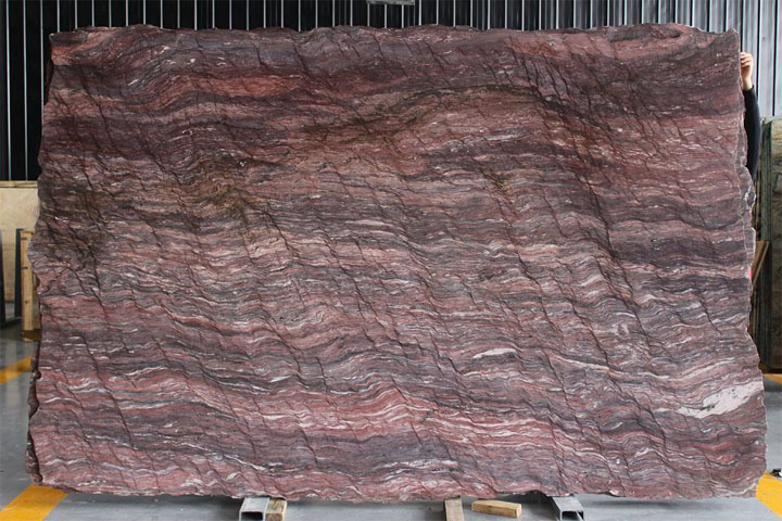 BLack vein red granite slab