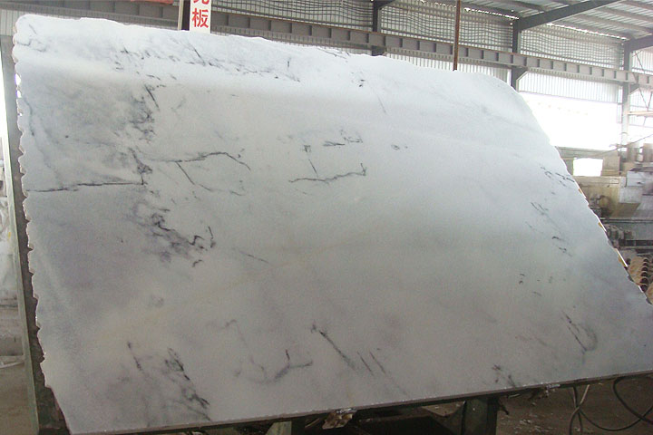 China landscape grey veined crystal white marble slab