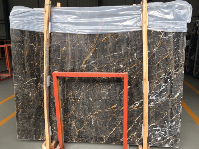 China tiger golden veined black marble