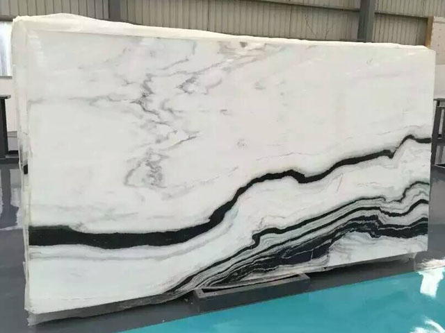 Greek black veined panda white marble