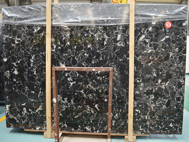 Chinese white ice dapple black marble