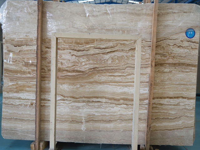 Chinese red veined white travertine slab