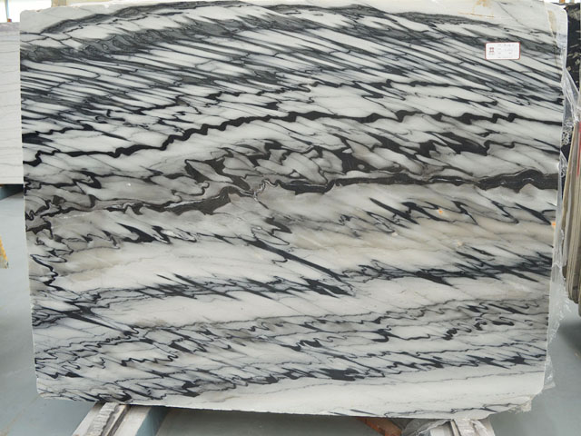 Italian panda white marble with black vein 