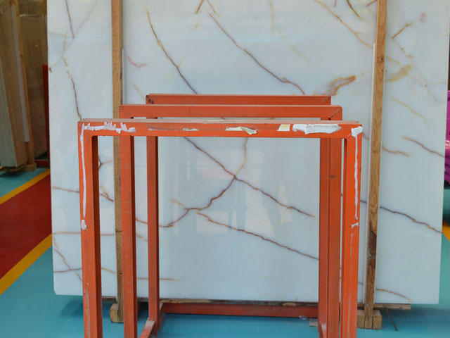 Chinese white marble with gold veins