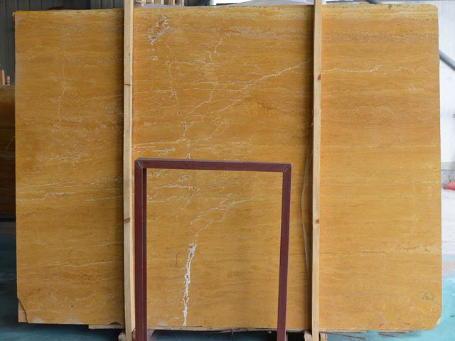 Chinese golden yellow travertine slab