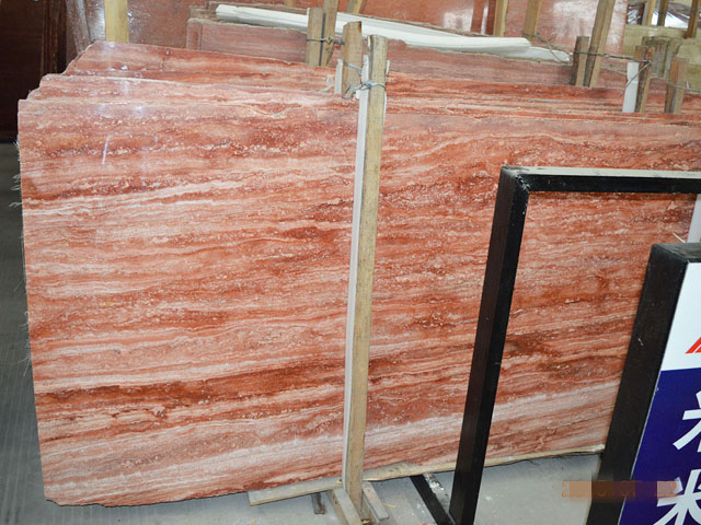 Iran white veins red travertine slab