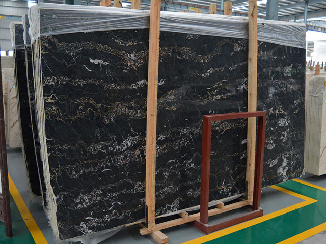 Italian gold veins portopo black marble