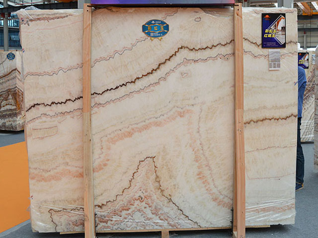 Pakistan red vein rainbow jade golden beige marble 