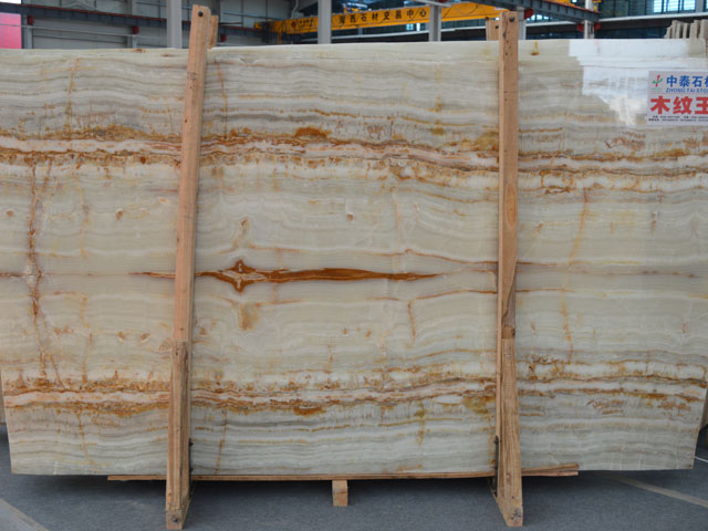 China golden wood vein beige onyx slab