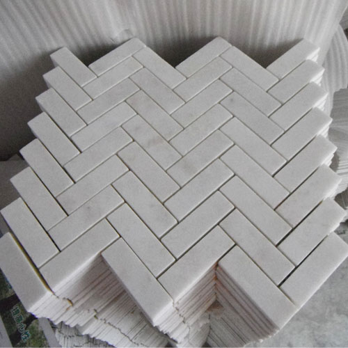 China Herringbone statuario venato white marble mosaic tile