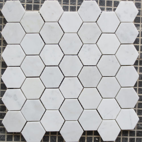 Italian bianco carrara white marble Hexagon mosaic tile