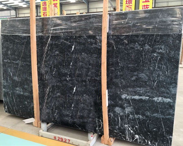 Dark blue ocean treasure marble with white veins