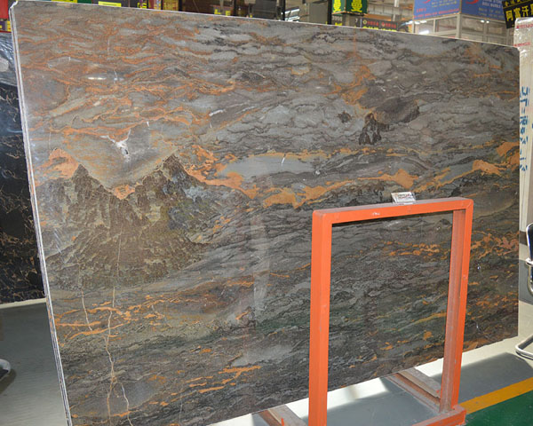Guinness red vein dark grey marble slab
