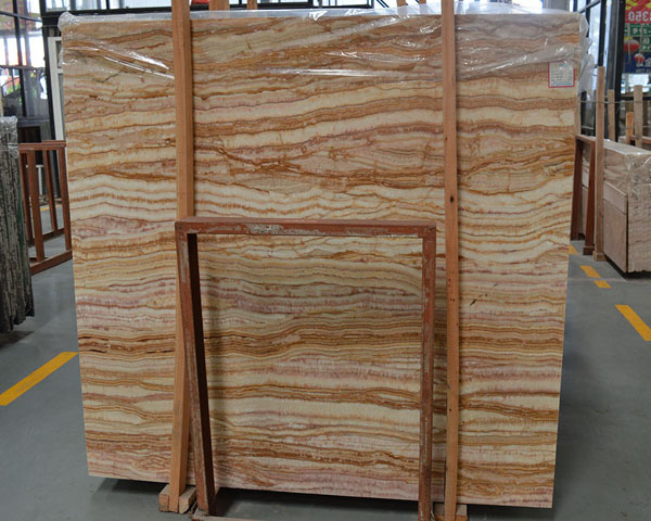 China gold wood grain onyx slab for sale