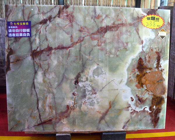 Gold vein mint cream green onyx slab price