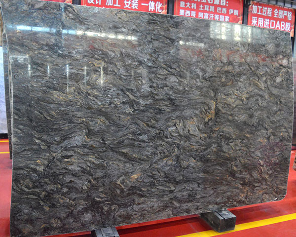 Polished cosmo black onyx slab for sale