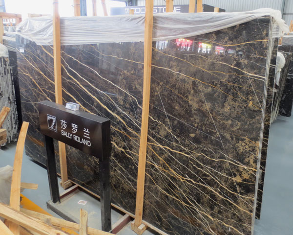 Sally roland gold vein and dark grey marble