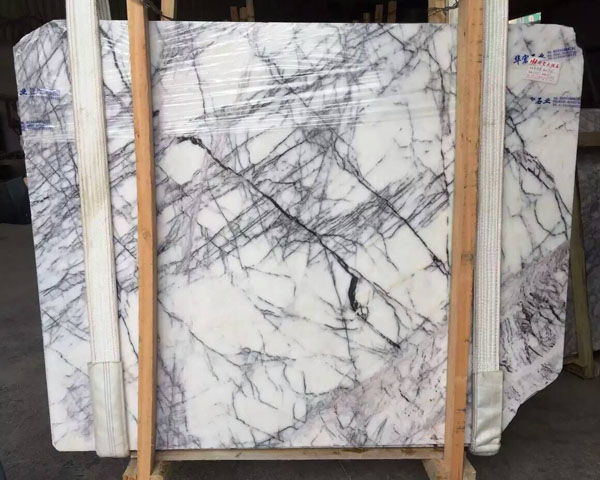 Hot sale purple plum grain white marble slab