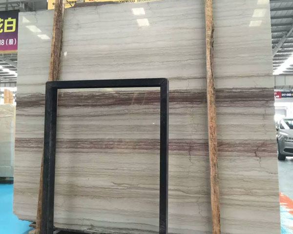 Polishd purple wood grain hoar white marble slab