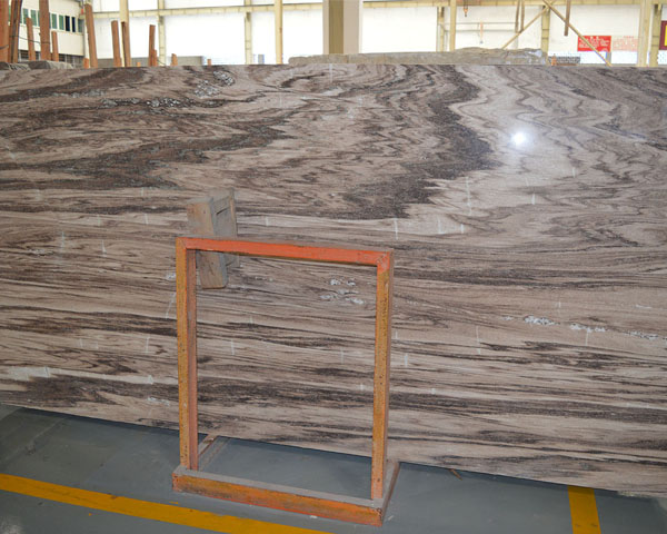 Light color river vein brown marble slab for sale