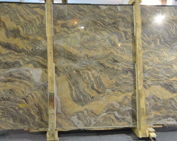 Grey vein yellow river storm marble slab China