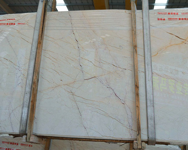 Natural cream block golden line beige marble slab