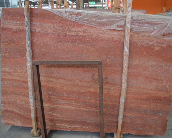 China red wood vein travertine slab for flooring