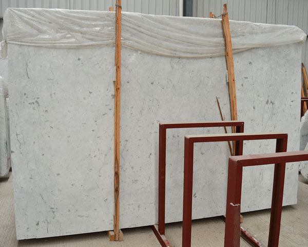 Thin vein bianco carrara white marble slab Italy