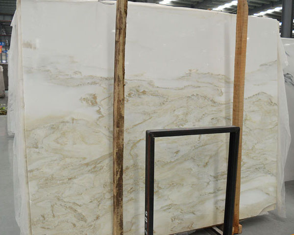 China landscape painting vein white Onyx slab