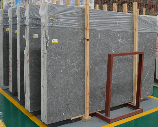 Honed tiny veins light grey marble slab