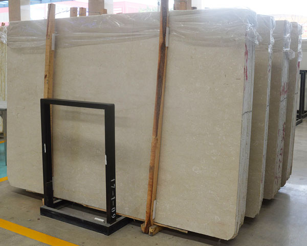 Honed crystal cream beige marble slab for sale