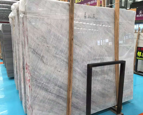 Natural tiny veins hoar white marble slab