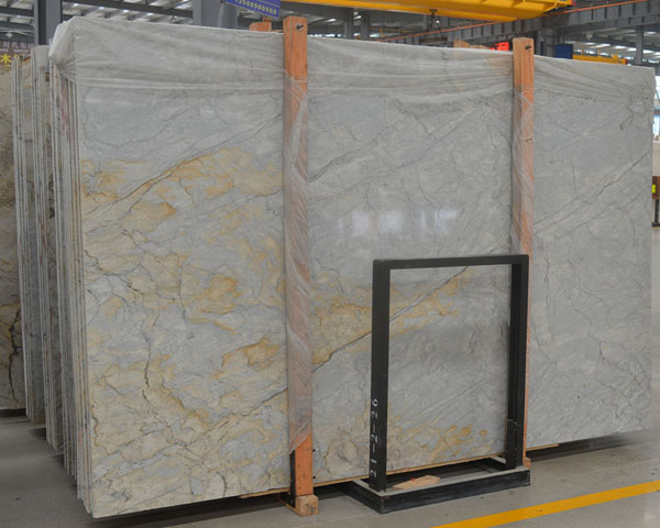 Polished Ascot gold vein grey marble slab