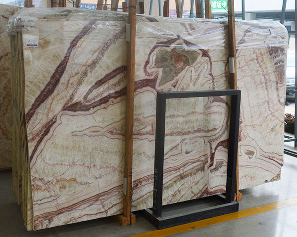 China red vein spider beige onyx marble stone