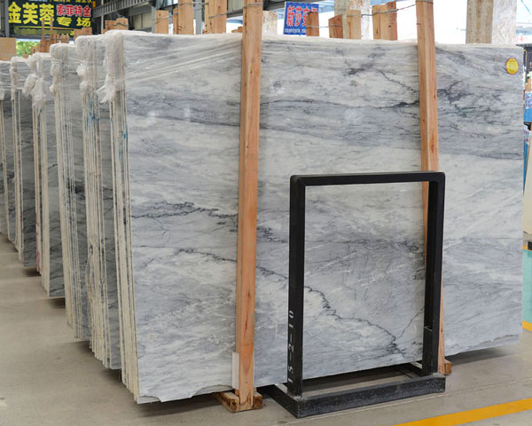 Natural blue veins white marble slab for flooring