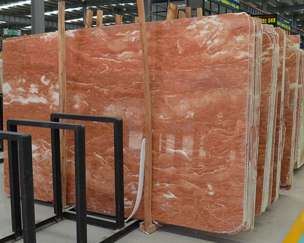 Imported wavy grain orange brown marble slab