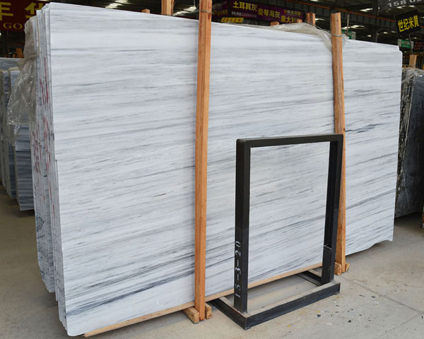 Natural ocean grey wavy grain white marble slab