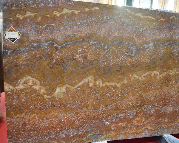 China natural rusty brown onyx marble slab