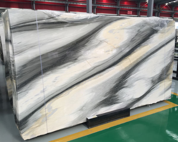 Natural black river veins white marble slab for sale