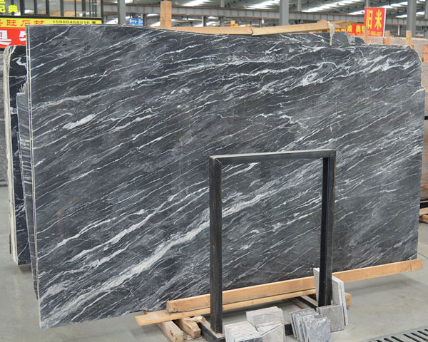 Fantastic dark blue marble stone with white veins