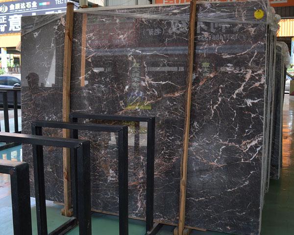 Natural allen black and gold marble slab supplier