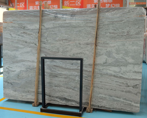 Fantastic color light grey wood veins marble slab