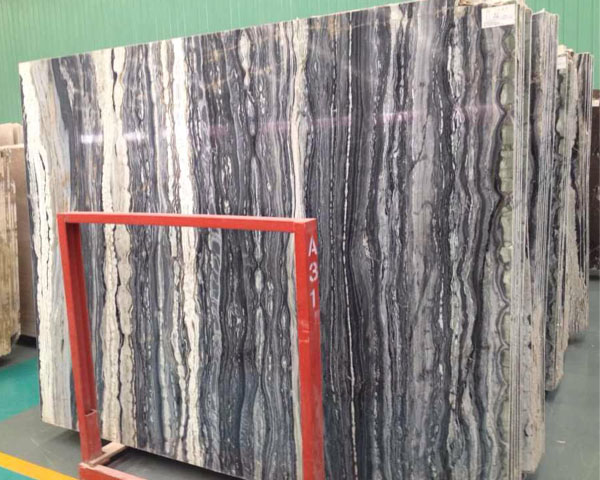 Hot sale ocean blue wood grain white marble slab