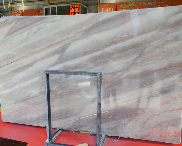 Polished purple wood vein hoar grey marble slab