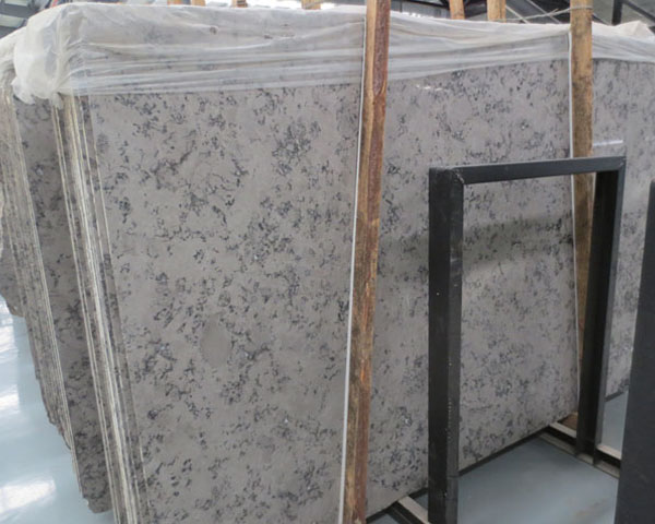 Black spots light grey marble slab for flooring tiles