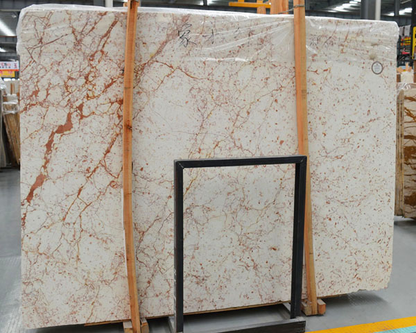 Natural red vein ivory white marble slab flooring tiles