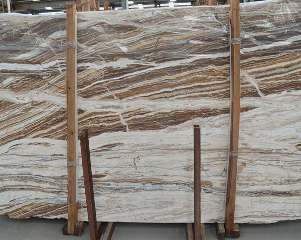 Natural gold vein wood grain travertine marble slab