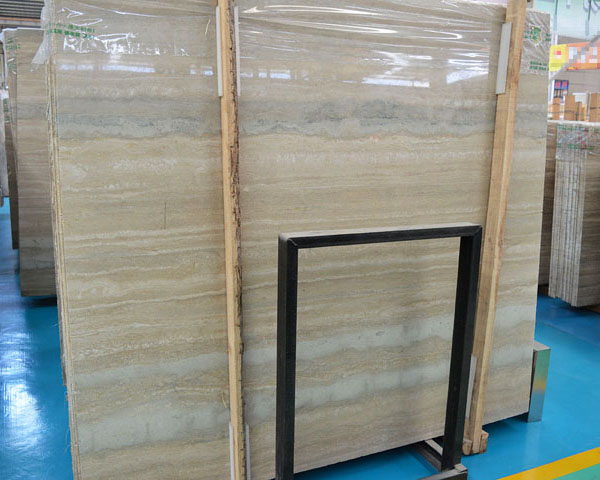 Natural blue wood grain hoar beige marble slab