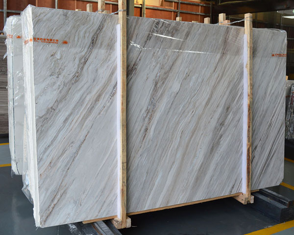 Hot sale natural brown vein white marble slab